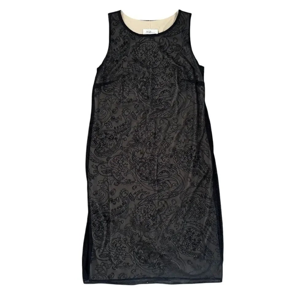 Vintage AGB Black Sleeveless Dress fairycore goth sheer overlay sz 6 made in USA